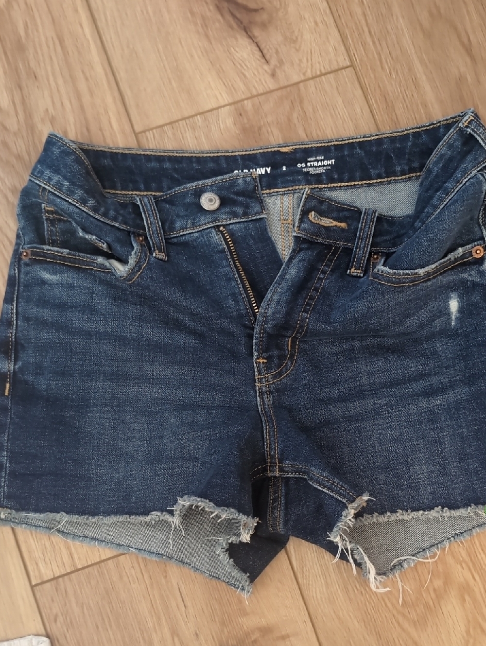 Old Navy Dark Indigo Denim High Rise Og Straight Shorts